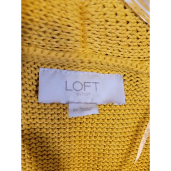 Loft Women's 100% Cotton Open Front Knit Cardigan Sweater Yellow Size Medium - Picture 6 of 7